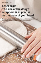 13,78 Zoll verstellbarer Nudelholz aus Edelstahl mit 4 abnehmbaren Ringen, Teigroller für Pizza-Keks-Backwerkzeuge