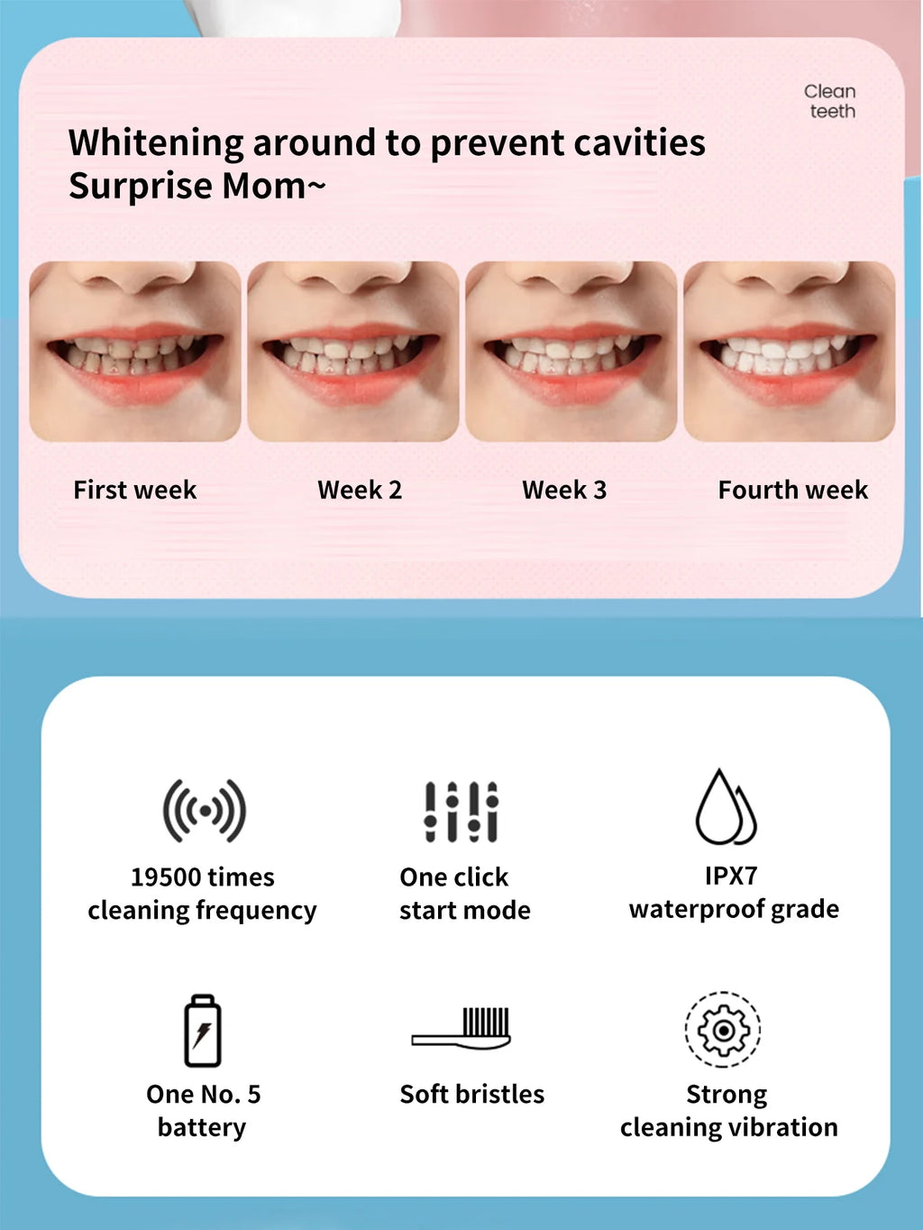 Kinder-Reinigungs bürste für weiches Haar (Batterie nicht einges ch lossen)