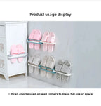 Drei-in-eins faltbare kreative Kunststoff Schuhregal, Schuhhalter, kein Bohren, Toilette Wand ,Lagerung, Badezimmer Lagerregal