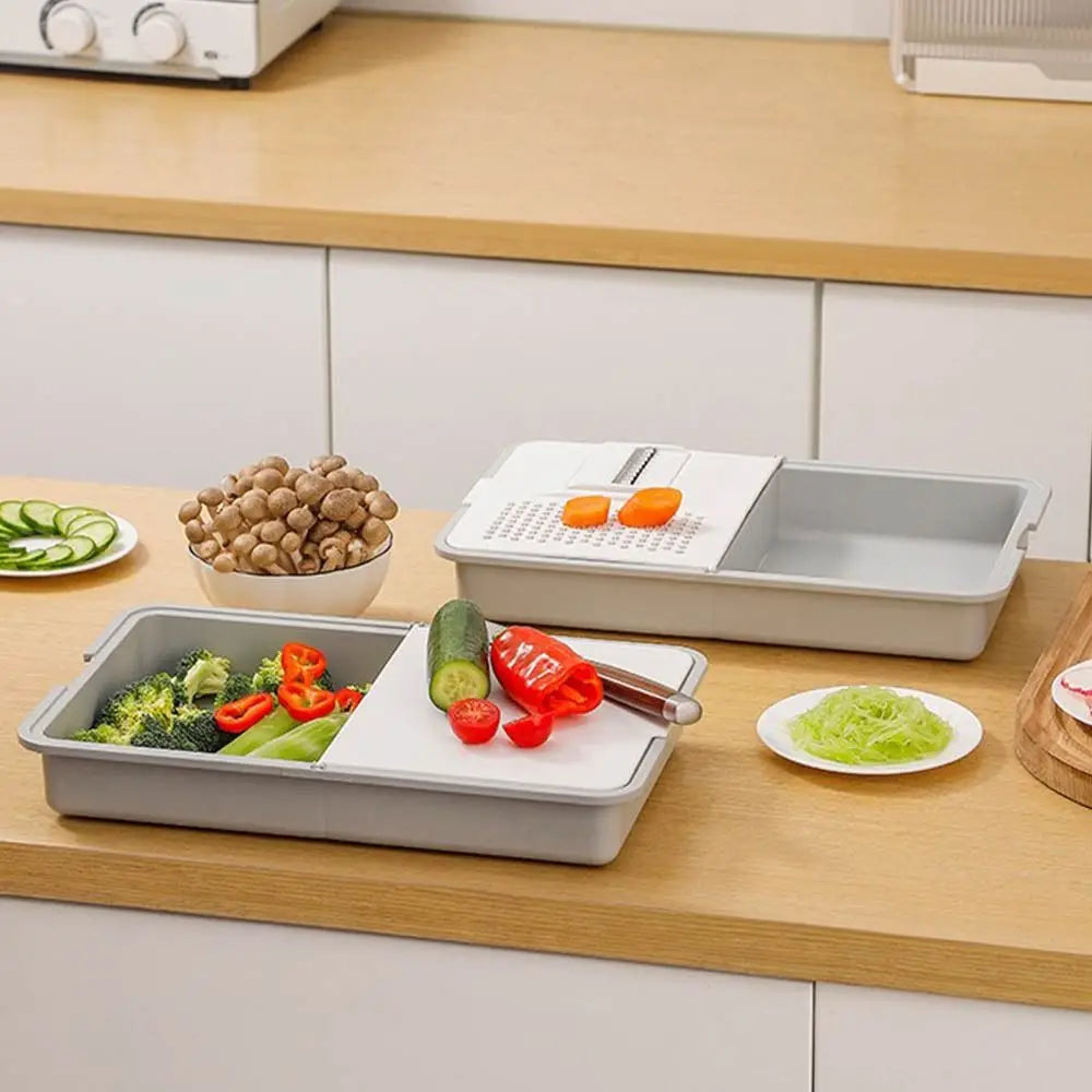 Vielseitiger manueller Gemüseschneider, Schäler, Werkzeug mit Ablagefach, Küchenhelfer, effizienter tragbarer Karottenzerkleinerer