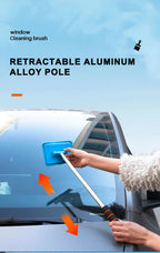 SEAMETAL Auto-Windschutzscheiben-Reinigungsbürste, Fensterglas, sauberer Wischer, skalierbarer langer Griff, kratzfrei, weiches Waschtuch, Waschwerkzeug