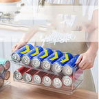 Stapelbarer Kühlschrank-Organizer, Behälter, Pop-Soda-Dosenspender, Getränkehalter für Kühlschrank, durchsichtiges Kunststoff-Aufbewahrungsregal für Lebensmittel in Dosen