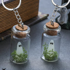 Leuchtender Geister-Schlüsselanhänger, Halloween, winzige leuchtende Driftflasche, Adopt Ghost-Schlüsselring, kreatives Design, grüner Gespenst-Schmuck, Geschenk