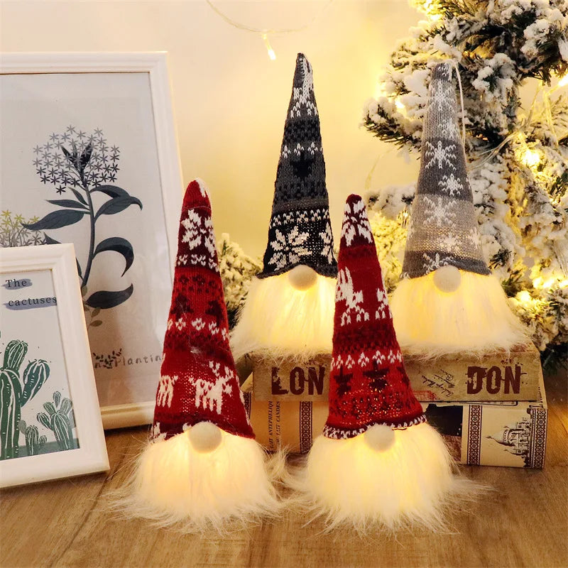 20/30 cm LED Gesichtslose Puppe Elf Zwerg mit Lichtern Weihnachtsdekoration Zuhause Frohe Weihnachten Navidad Kinder Neujahr Geschenk 2025