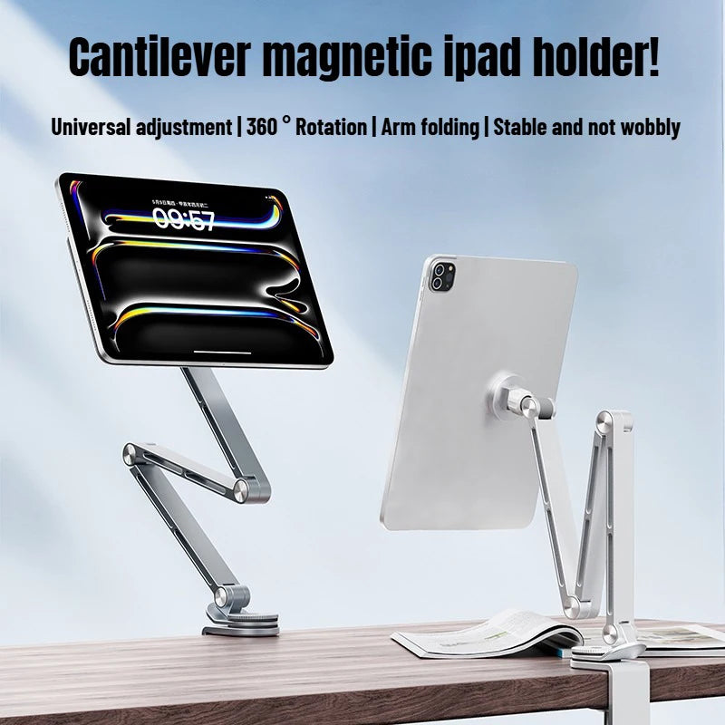 iPad-Halterung für Schreibtisch, Aluminiumlegierung, Tablet, magnetischer Ständer, faltbare Armhalterung für 4,7–15,6 Bildschirm, Telefon, Monitor, Galaxy