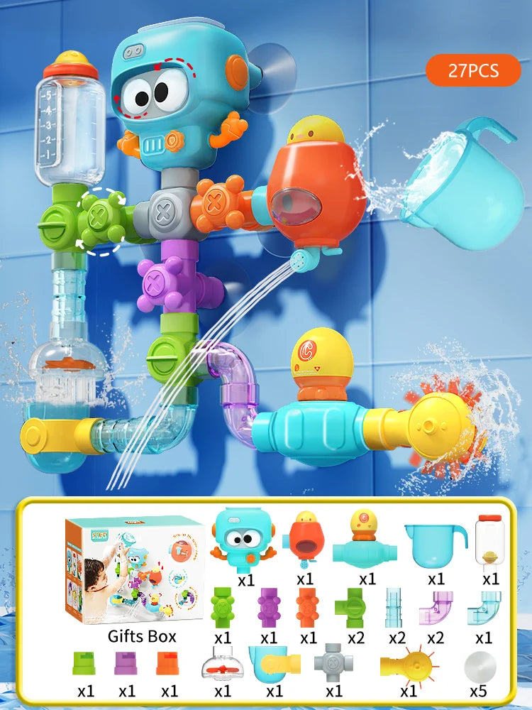 Baby-Badespielzeug mit starken Saugnäpfen, Röhren, Spinner, Spritzen, Wasserspielset, Kleinkinder, Kinder, Duschbecken für 3-jährige Kinder, Geschenke