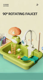 CONUSEA Kinder-Küchen-Spielset – Spülbecken mit elektrischem Wasserhahn, Zubehör, CE, ab 3 J.