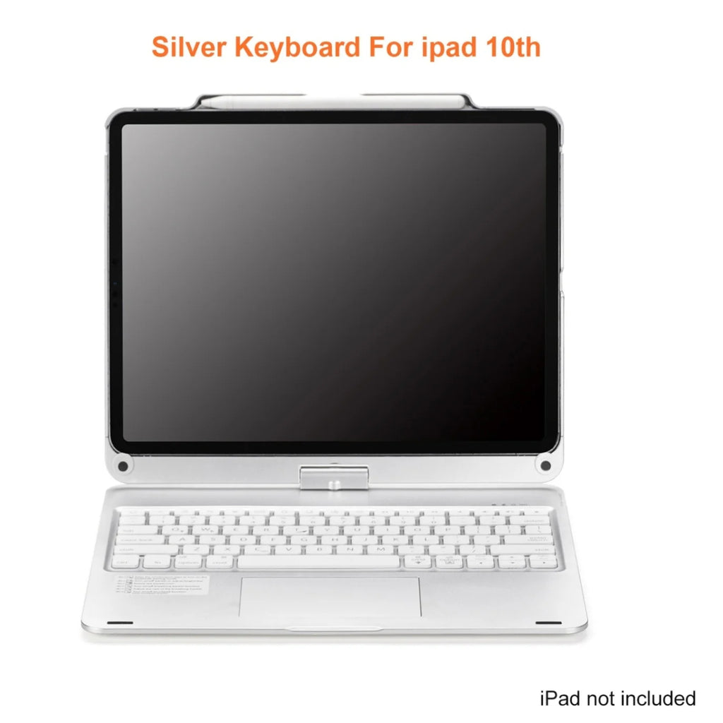 360 Grad drehbare BT-Tastatur für wiederaufladbare kabellose Tastatur und Maus mit 7-Farben-Hintergrundbeleuchtung für iPad 10,2/10,5 Zoll