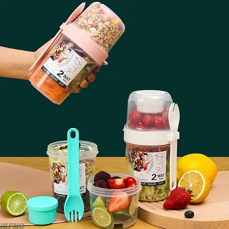 2-Wege-Verschlussbehälter für Joghurt und Müsli – Tragbarer Frühstücksbecher mit Deckel