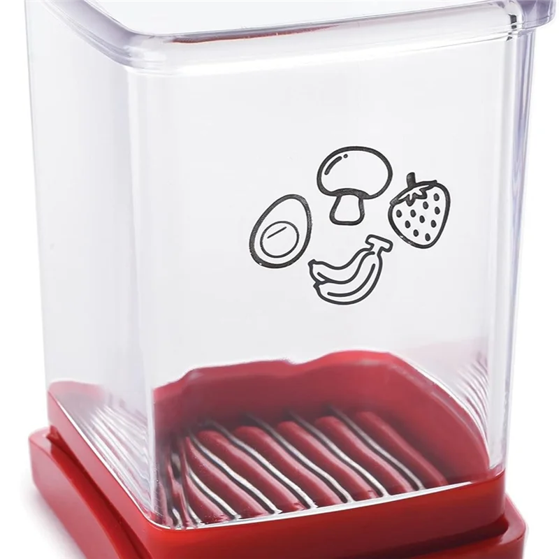 LITE-1 PCS Speed Slicer mit Druckplatte, Edelstahl, Erdbeer-Bananenschneider, Mini-Slicer, geschnittener Küchenschneider, Gadgets, Rot