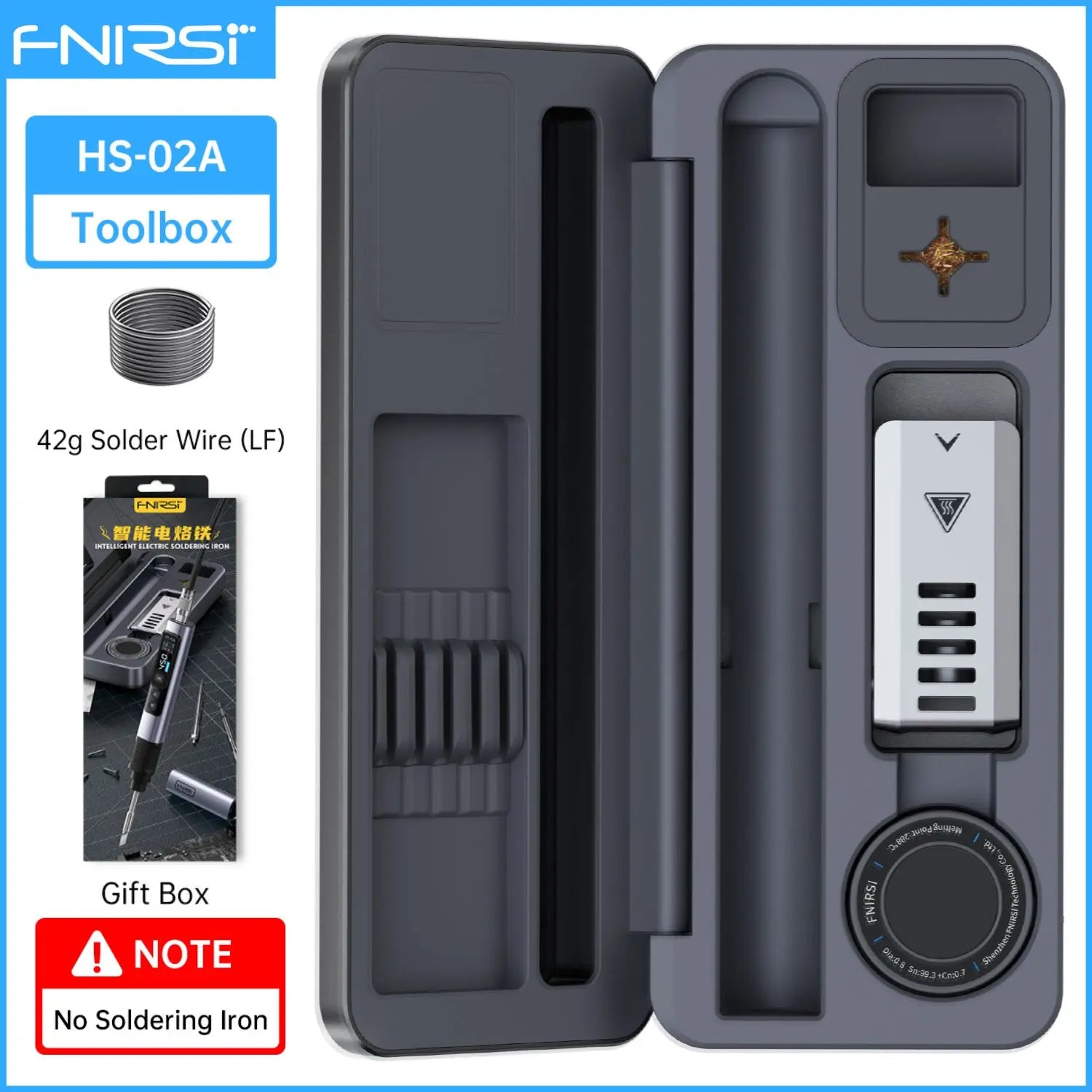 FNIRSI HS-02 Tragbares Wärme-Werkzeugkastenset, 100 W Leistung, einstellbare Temperatur, schnelle Erwärmung, Reparaturausrüstung, 100–450 ℃   für DIY-Reparatur