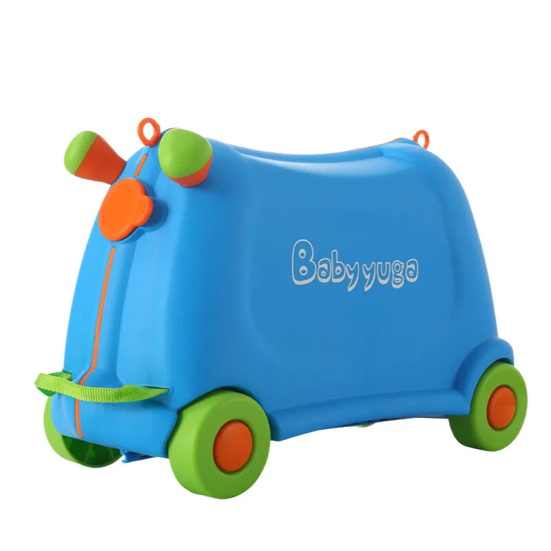 Ride-On Kindergepäck mit geräuschlosen Rädern, Cartoon-Aufbewahrungsbox, Spielzeugkoffer, stapelbares Design für Zuhause/Reisen (Jungen/Mädchen)