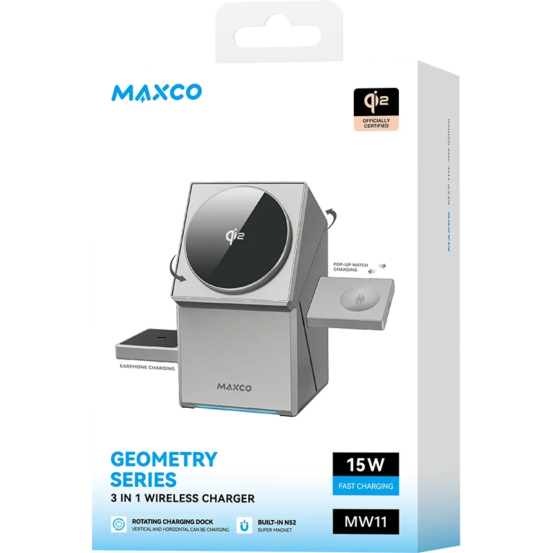 Qi2 3-in-1-Wireless-Ladegerät mit automatisch rotierendem Magic Cube Dock für iPhone 16/15/14 Pro Max, AirPods und IWatch-Schnellladung