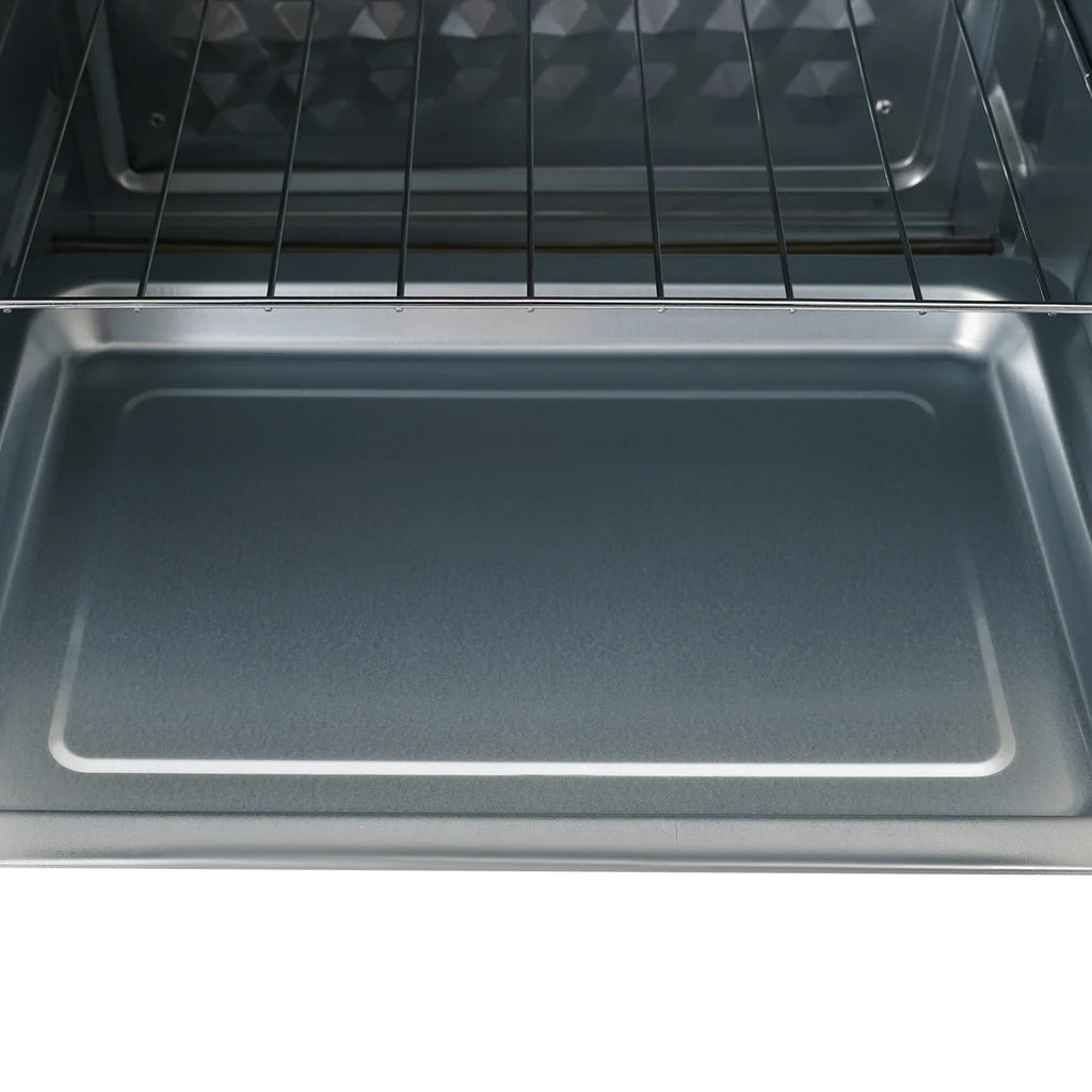 22-Liter-Miniofen kompakt mit Pizza-Funktion und Sichtfenster, 120 ° C bis 250 ° C, 60-Minuten-Timer, 1000 Watt, in Weiß