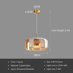 Moderne LED-Pendelleuchte aus Glas, rauchgrau, bernsteinfarben, 15/26/38 cm, Esstisch, Hotellobby, Schlafzimmer, Innenlampe, Heimleuchte, Dekoration