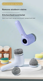 Elektrische USB-Schrubber-Reinigungsbürste, mit 5 Bürstenköpfen, elektrische Reinigungsbürste, für Küche, Badewanne, Fliesenwäscher