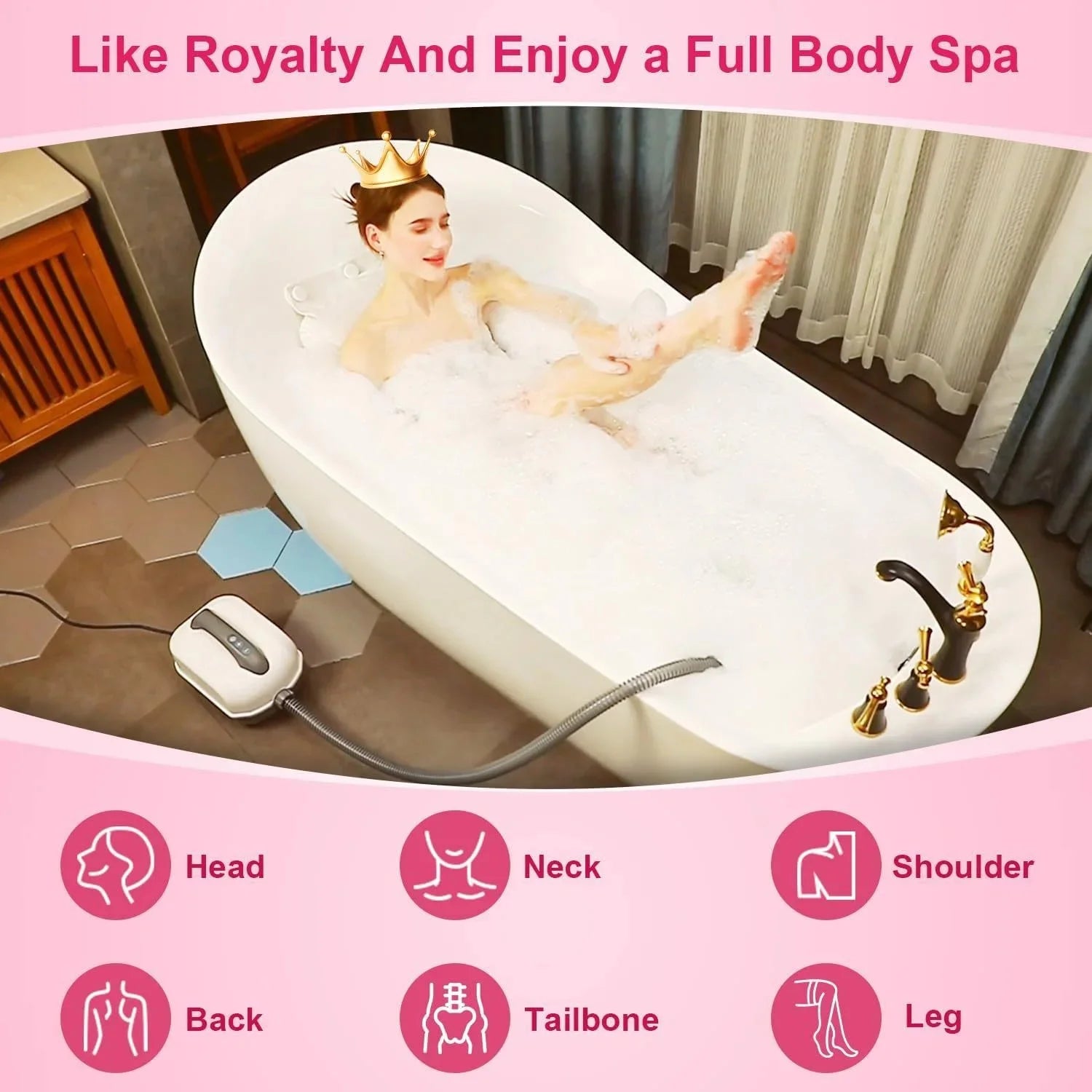 EOEKKY Badewannen-Massagematte 124cm – Spa, Hydromassage, Blasenmaschine, 220V/110V