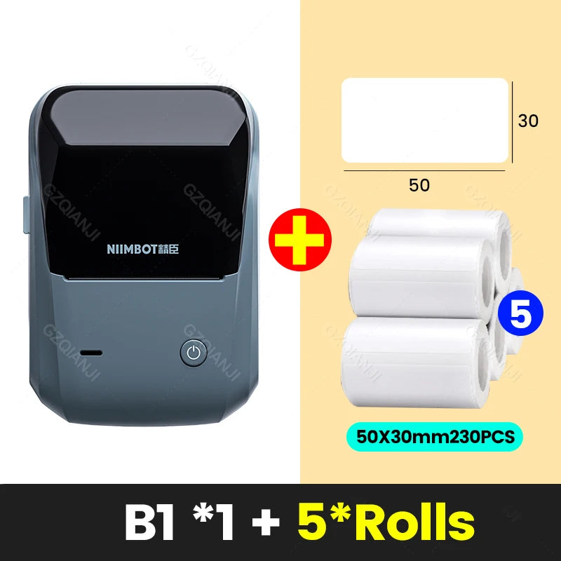 NiiMbot B21 / B1 Bluetooth Etikettendrucker – Tintenfrei, 203dpi, 1200mAh, CE, mit optionalen Etikettenrollen