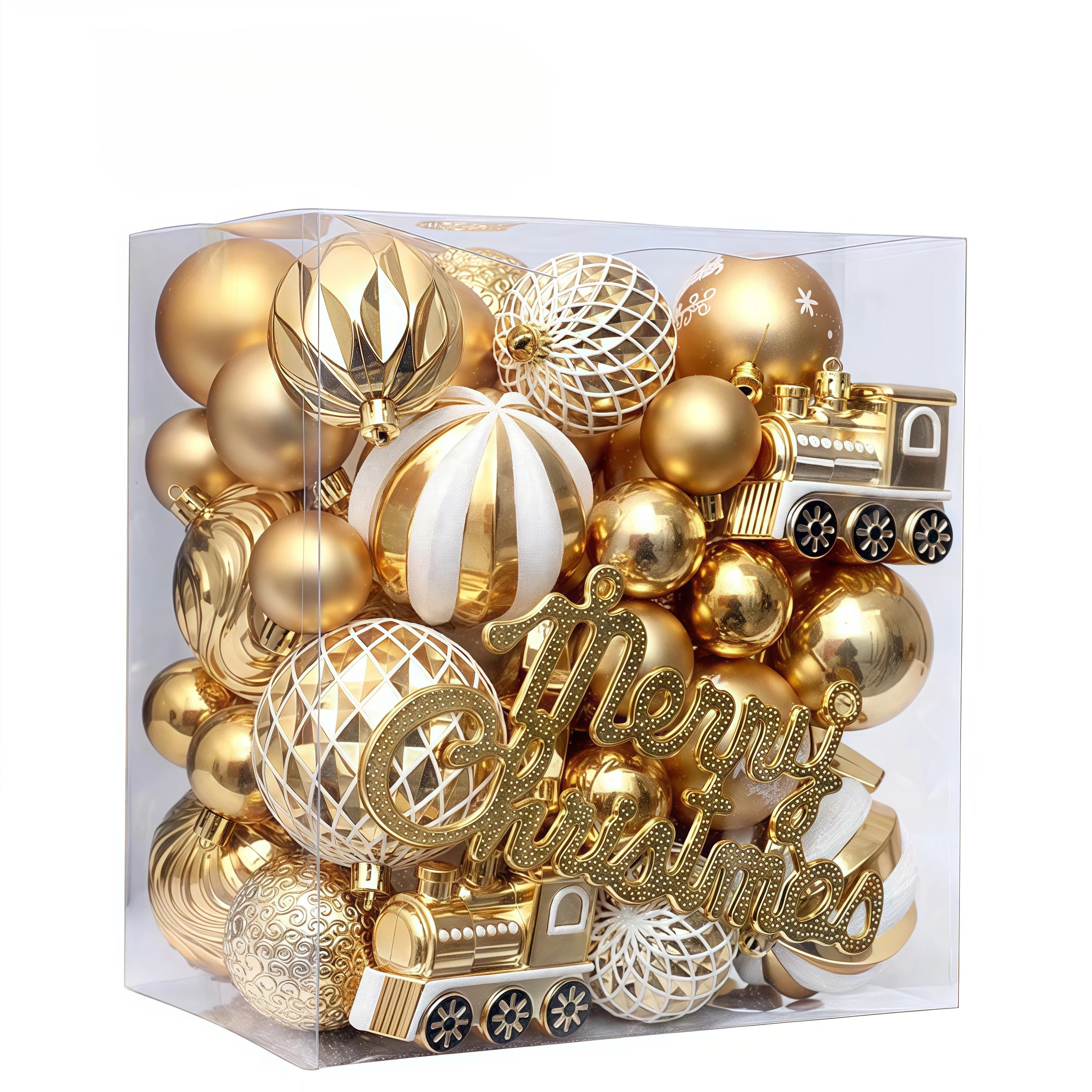 65PCS Champagner Gold Weihnachten Ball Dekorationen Matt Glänzend Wasser Welligkeit Design Weihnachten Kugeln Weihnachten Baum Ornamente Wohnkultur