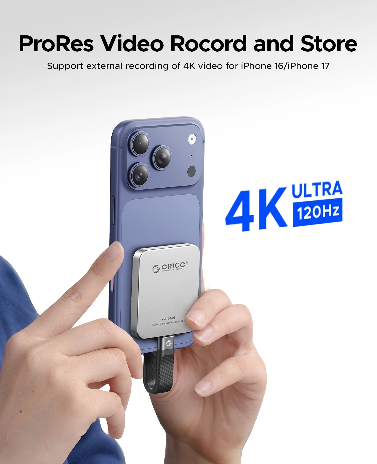 ORICO K20Mini magnetische externe SSD für iPhone 17 16 Pro/Max ProRes 2000 MB/s 4K ProRes HDR Record und Store Portable Solid State