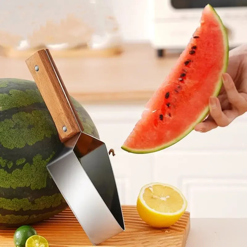 Edelstahl-Wassermelonen-Schneidwerkzeug – 430 Edelstahl, Dreieck-Design, Schutzhülle | Küche & Obst | 8 Varianten