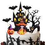 8 stücke Halloween Kuchen, Topper Spukhaus Kürbis, Mädchen Fledermaus, Schwarze Katze Cupcake topper für Wizard Party, Ghost Party, Spider Party