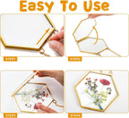 Doppelter Glas-Bilderrahmen, handgefertigt, gepresster Blumenrahmen, Wandbehang, Bilderrahmen für getrocknete Blumen, Heimwand mit Kette – nur Rahmen