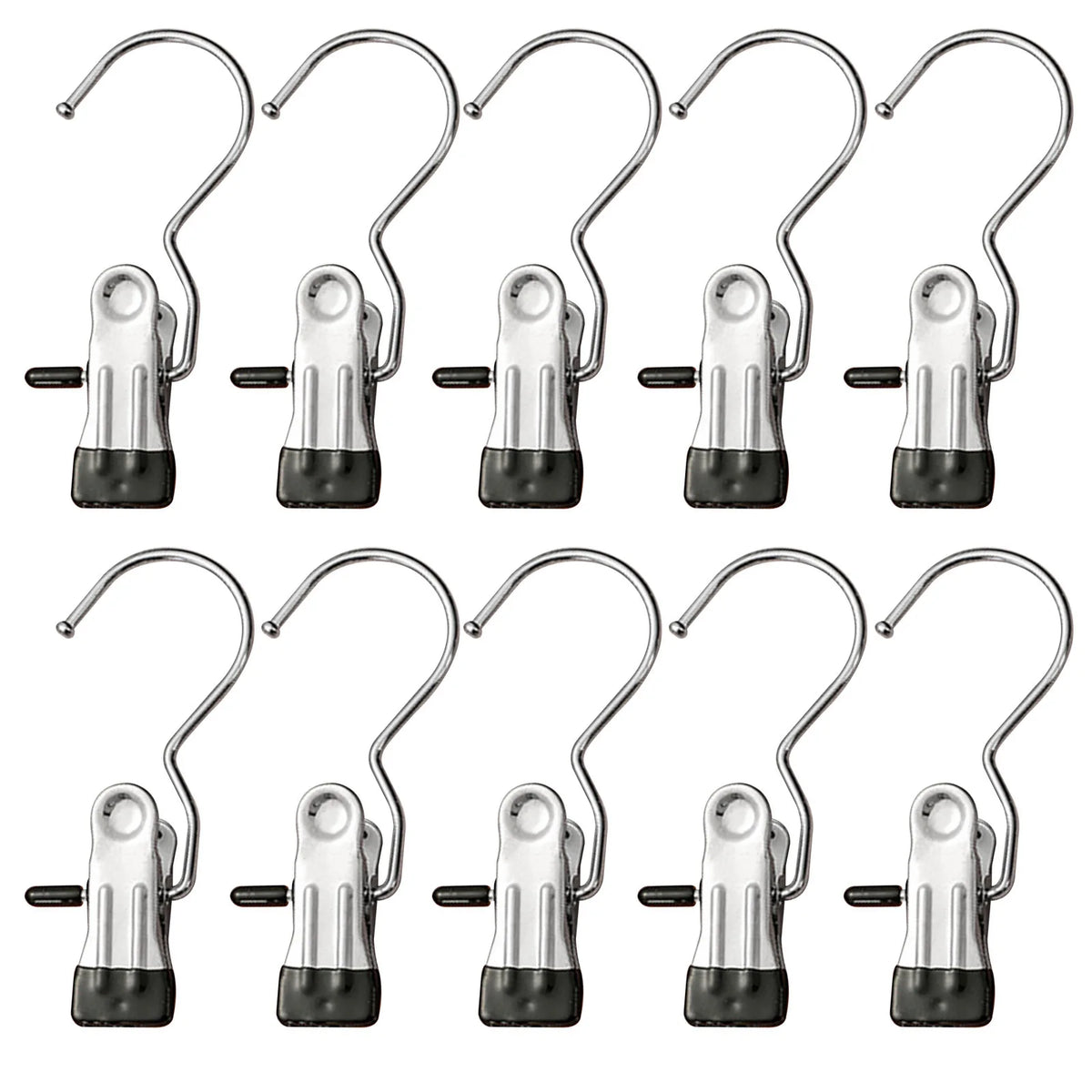Edelstahl-Wäscheklammern mit Haken (10 Stück) – Kleidungsclips für Kleiderbügel & Schrank