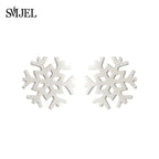 SMJEL Niedliche Tier-Hirsch-Ohrstecker, kleine Lebkuchenmann-Schneeflocken-Ohrringe für Mädchen, Edelstahl, Weihnachtsschmuck, Brincos