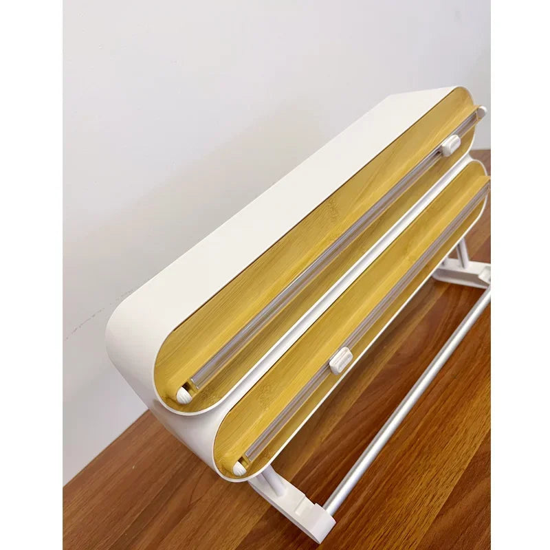 Wand Frischhaltefolie Spender Wrap Aluminiumfolie Folienschneider Spender Wand Magnetische Stretch Rollenpapierhalter Küchenzubehör