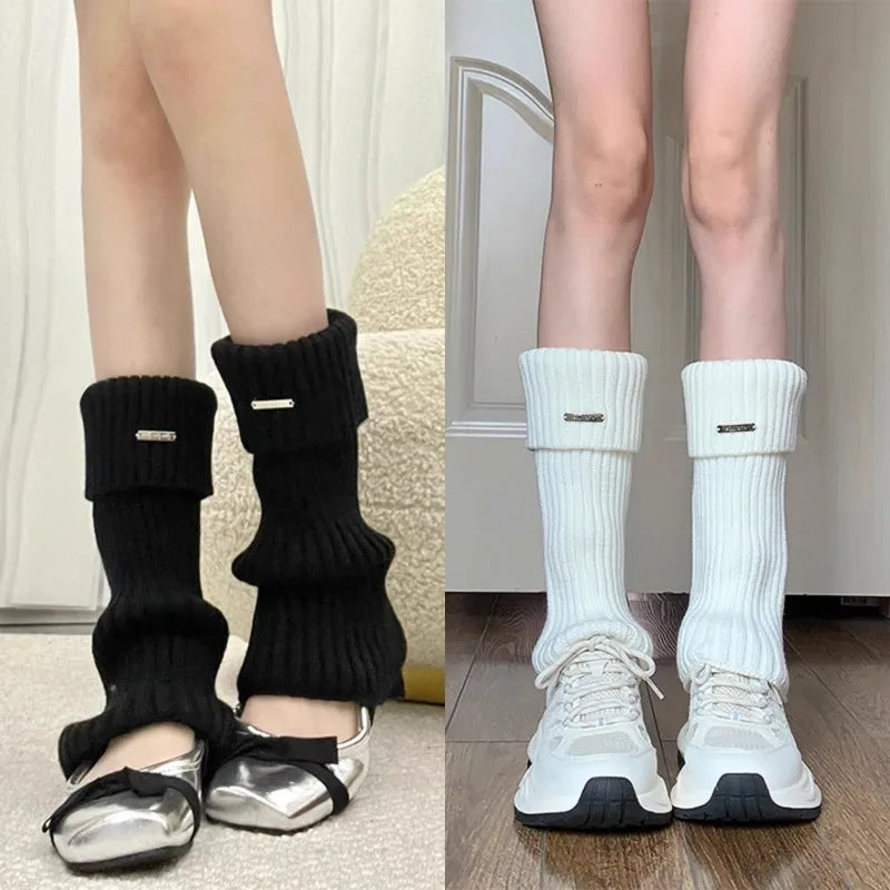 Neue gestrickte Lolita JK Beinwärmer, Damen lange Socken, Herbst, Winter, Wolle Fußabdeckung, Armwärmer, Y2K Crochet, Heap Socke, Stiefelmanschetten