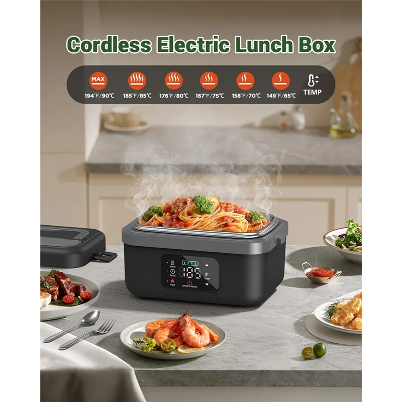 Elektrische Lunchbox mit Akku – 16.000 mAh, kabellos & selbstheizend