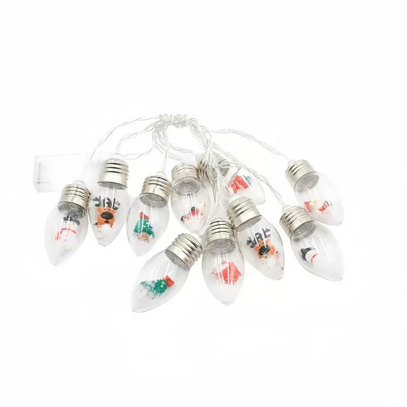 10/20 LED Weihnachten Schneeball Klare Glühbirne Lichterketten Mit Weihnachten Santa Claus Schneemann Baum Geschenke Mix Batterie Betrieben Licht