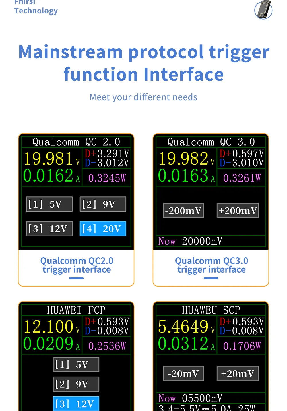 FNB58 USB-Tester, Voltmeter, Amperemeter, Typ C, Schnellladungserkennung, Auslöser, Kapazitätsmessung, Welligkeitsmessung