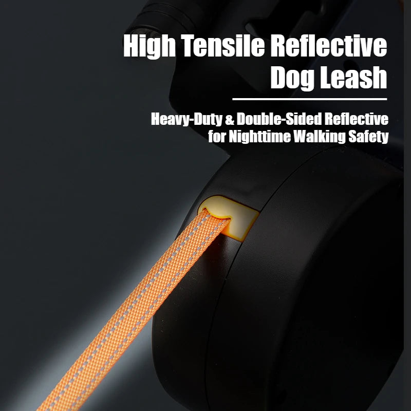 2-in-1 Doppel-Hundeleine einziehbar – Reflektierend, Anti-Tangle, Taschenlampe, für 2 Hunde