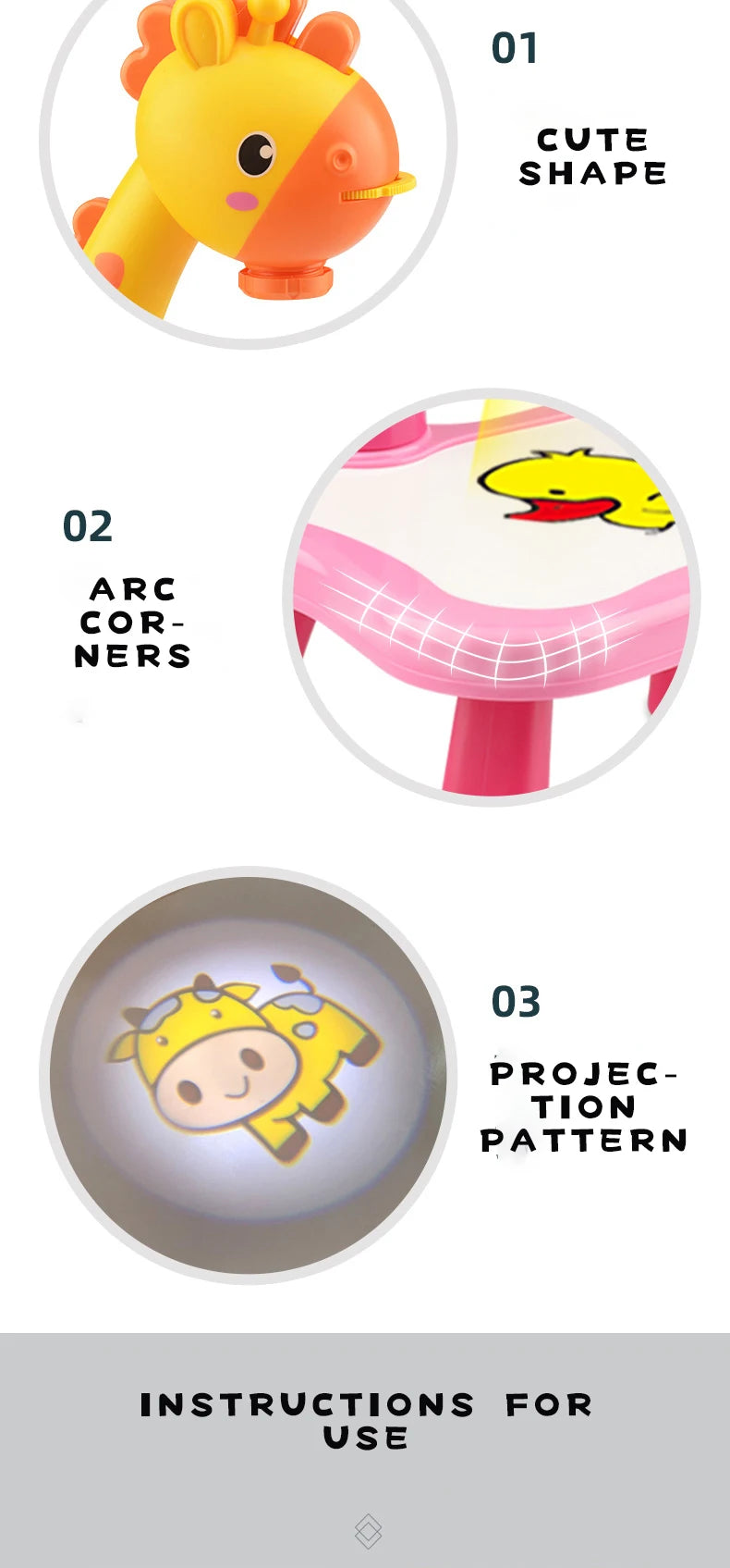 Malbrett-Spielzeug für Kinder, LED-Projektor