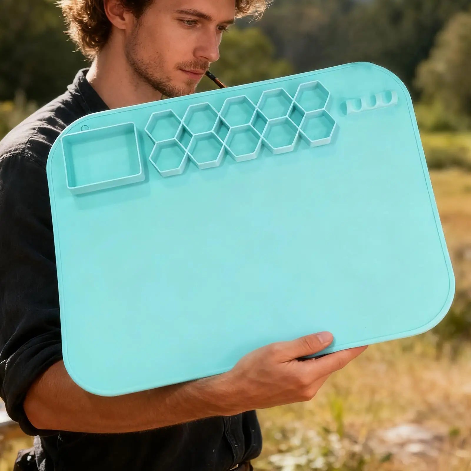 Silikon-Malmatte 40×50cm – Rutschfest, antihaftend, waschbar, für Kinder & Künstler, Weiß oder Mintgrün