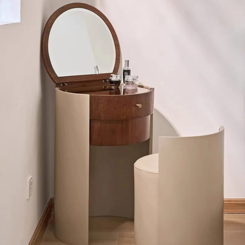 Wohnung Design Schminktisch Runde Luxus Schlafzimmer Set Schminktisch Stuhl Büro Penteadeira De Maquiagem Haus Zubehör