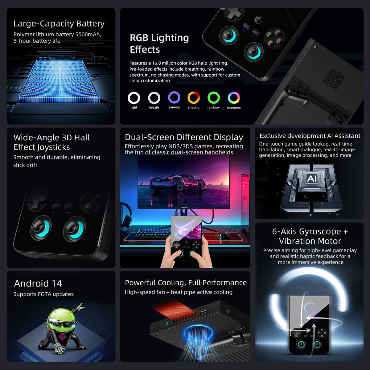 Anbernic RG477V Retro-Handheld-Konsole – Android 14, 4,7" 120Hz, Dimensity 8300, 5500mAh