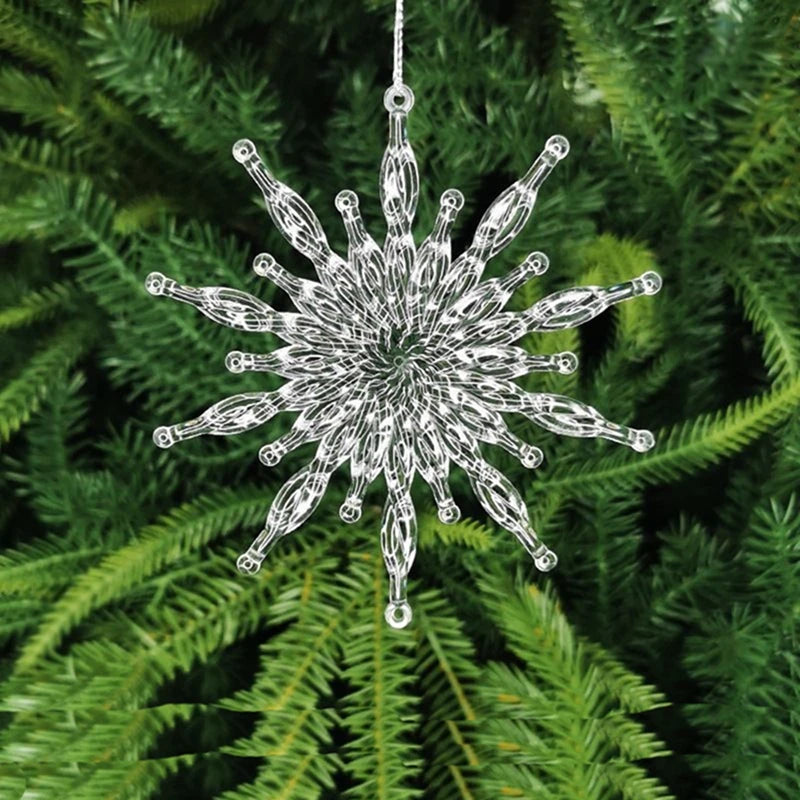 5/10 Stück Weihnachtsdekoration Kristall Schneeflocke hängende Weihnachtsbaum Anhänger Ornamente für Home Decor Party 2025, Neujahrsbedarf