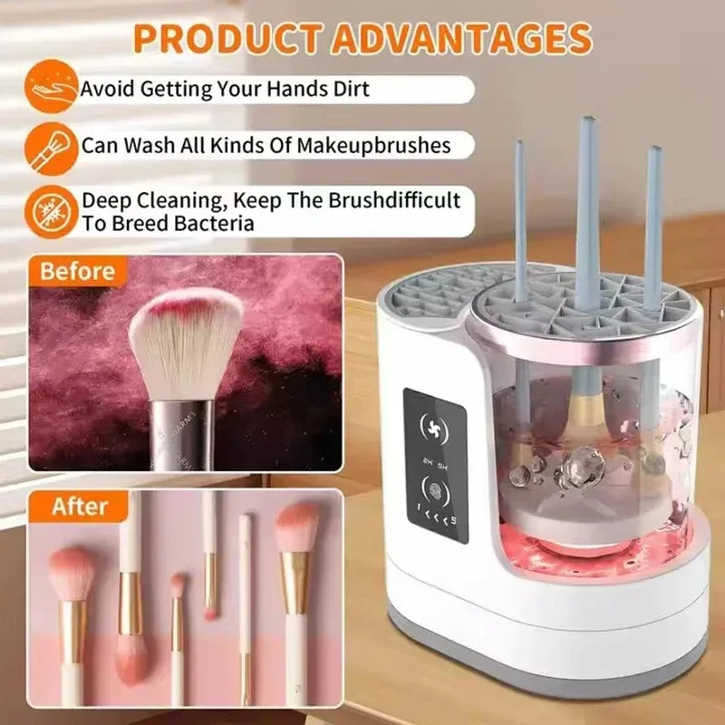 3-in-1 Elektrischer Make-up-Pinselreiniger mit Trockner & Halterung – USB, automatisch