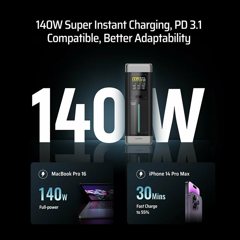 Cuktech no.20 power bank 25000mah p23 210w ausgang 3-port tragbares ladegerät 140w usb c für macbook iphone 14 xiaomi zmi camping