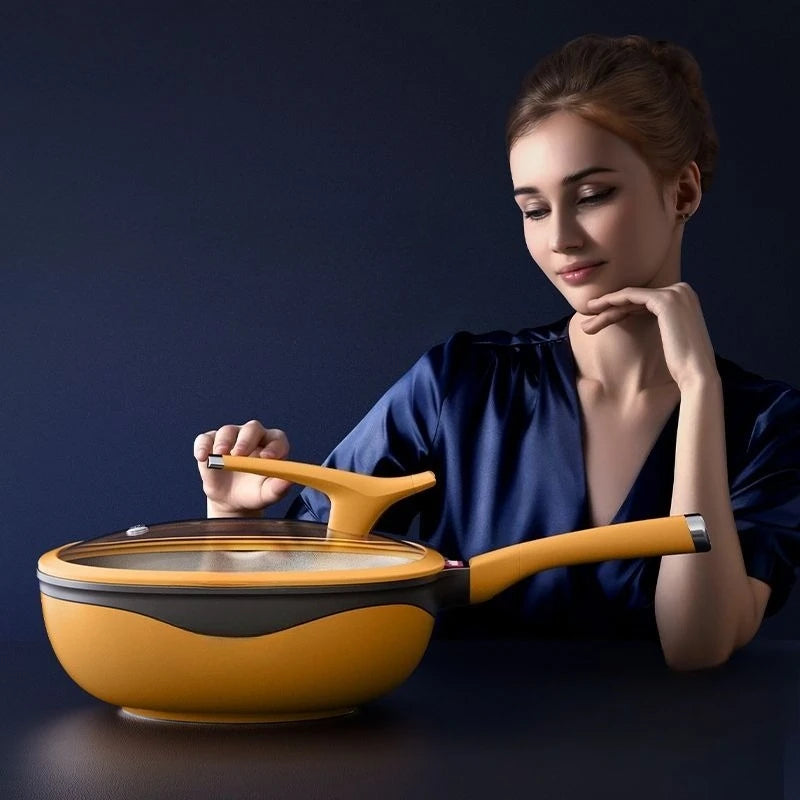 Antihaft-Pfanne aus Titan für extreme Felsguss, komplettes Set der Serie Wok, Suppentopf, Milchtopf, Frühstückstopf