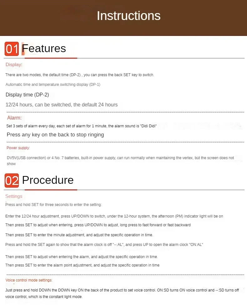 Réveil LED pour étudiant, horloge murale simple, affichage de la température, contrôle du son, horloge de table, bureau, décoration d'intérieur, jardin