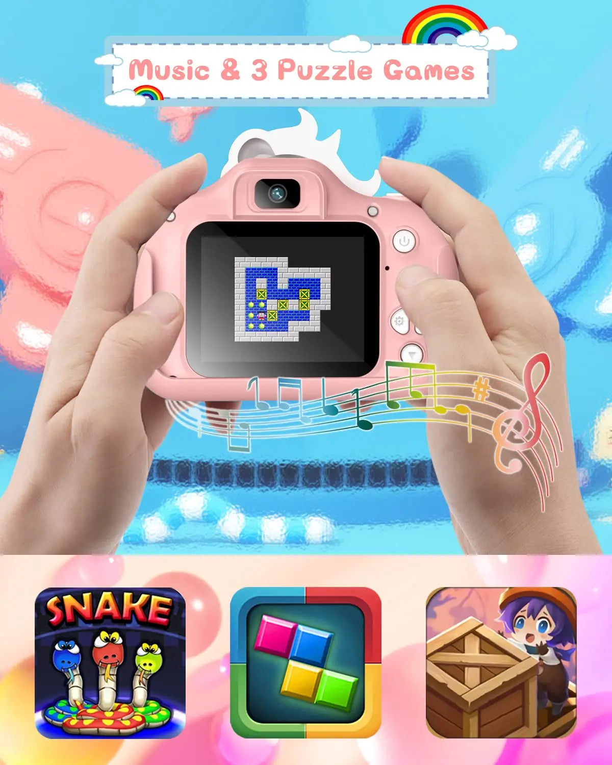 Mini-Kamera für Kinder, 20,0 MP, 1080P, HD-Digitalkamera, 2,0-Zoll-Bildschirm, Camcorder-Spielzeug mit 32-GB-Karte für Geburtstagsgeschenke im Alter von 6–12 Jahren