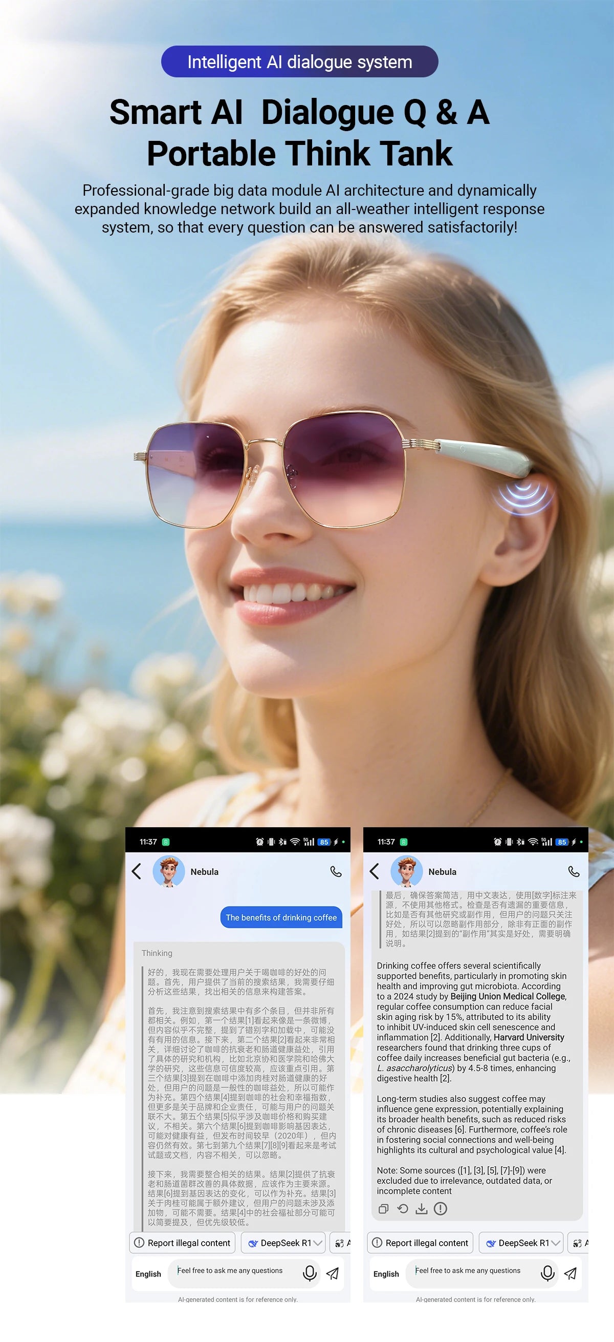 GY200 Smart Glasses 100+ Online-Sprache AI Automatische Dialogübersetzung Bluetooth-Brille mit Lautsprecher Sport UV-Schutz