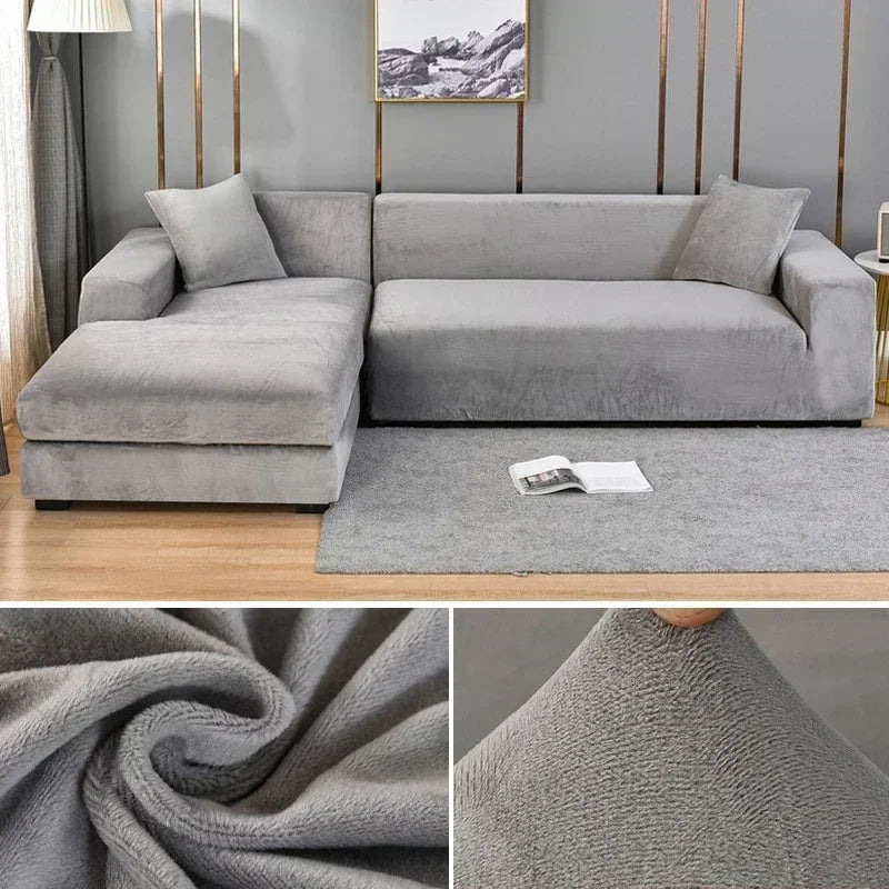 Samt-Sofabezug, dick, elastisch, 1/2/3/4-Sitzer-Sofabezug für Wohnzimmer, Samt-Plüsch, L-förmiger Ecksofa-Couchbezug