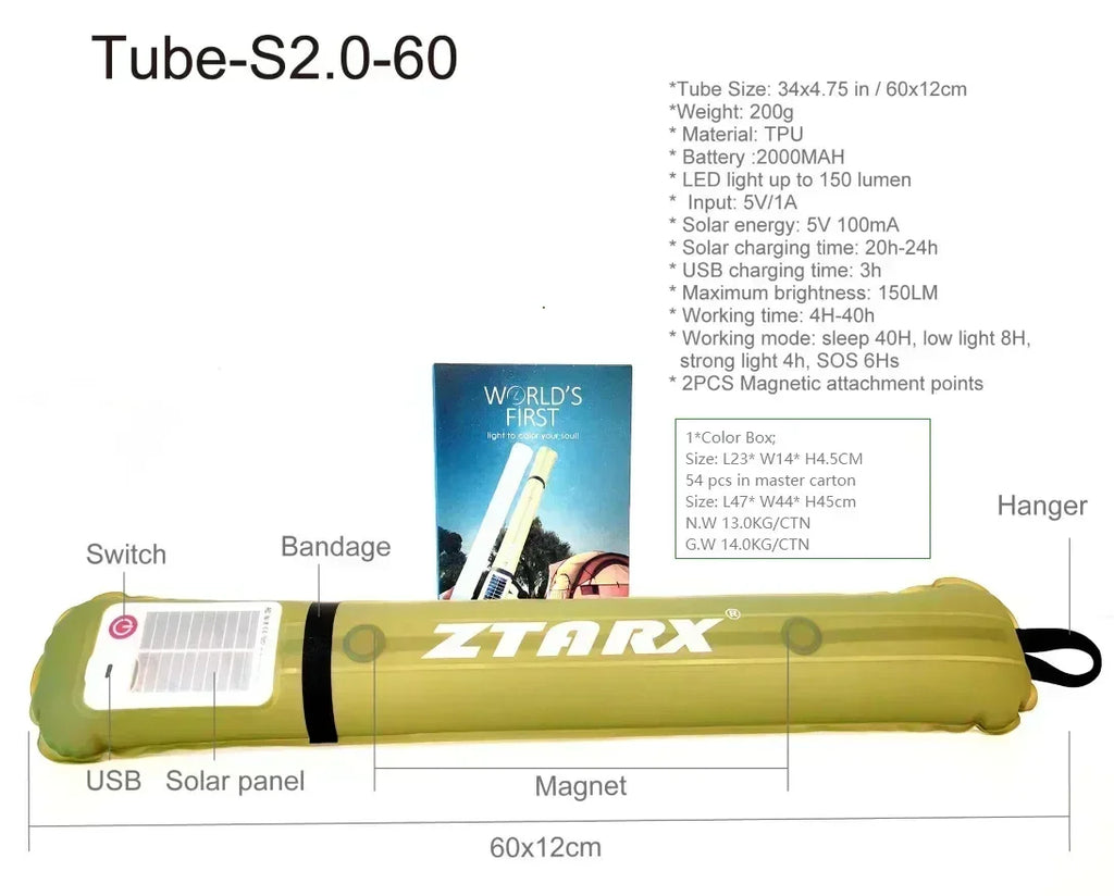 Wasserdichte Zeltleuchte für den Außenbereich, aufblasbare Campingleuchte mit magnetischer, solarbetriebener, wiederaufladbarer USB-Campinglampe
