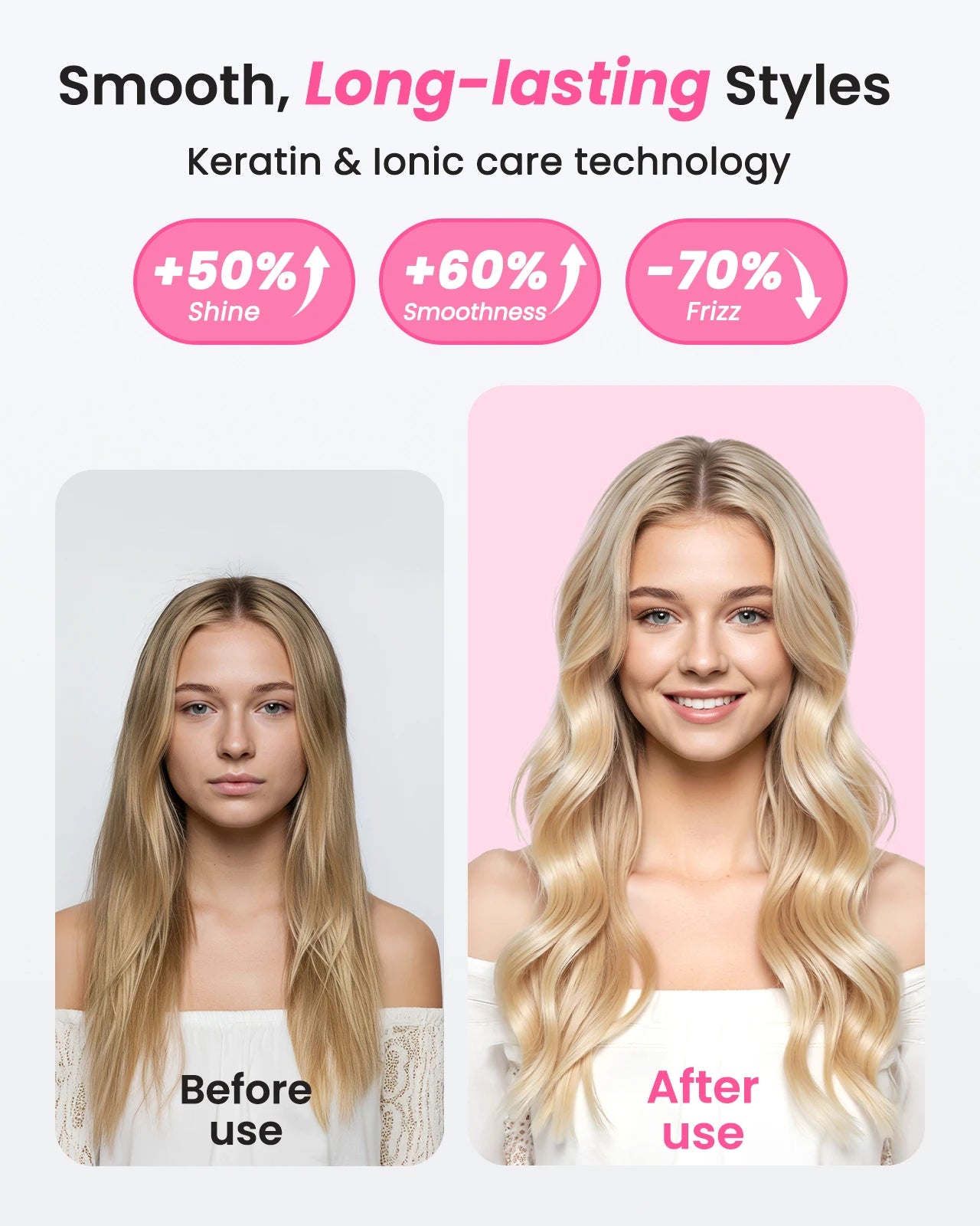 Thermobürste Blowout Boost, 1,5 Zoll beheizte Rundbürste für Blowout-Look, Dual-Voltage-Negativ-Ionen-Technologie 6-Temperaturmodus