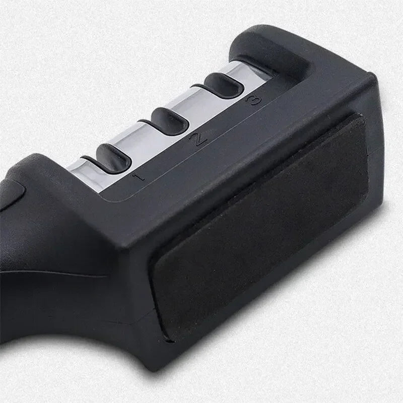 Messerschärfer mit 3 Segmenten, Messerschärfer für Küchenmesser, dreizweckiger Schleifstein aus Edelstahl für Küchenutensilien